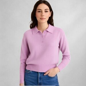 J. Crew Polo Sweater Women’s Small Lilac Purple Merino Wool Alpaca Blend